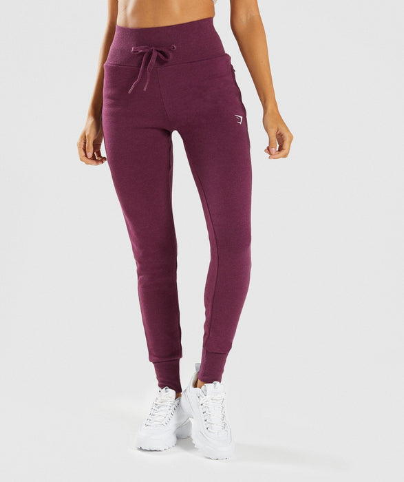 Gymshark High Waisted Joggers - Dark Ruby MarlGuaranteed to become your new favourites. • Cuffed ankles• Flat drawstring cord• Zipped pockets• 80% Cotton 20% PolyesterThe Gymshark High Waisted Joggers are ready tights & leggingsoverrask.noOverrask.nonull