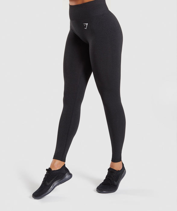 Gymshark Vital Seamless Leggings - Black MarlEmpowered through strength.• High waisted fit• Supportive ribbed waistband• Seamless shading for leg and bum contouring• DRY technology• 58% Nylon, 32% Polyester, 10tights & leggingsoverrask.noOverrask.nonull