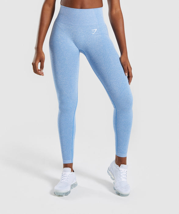 Gymshark Vital Seamless Leggings - BlueEmpowered through strength - High waisted fit - Supportive ribbed waistband - Seamless shading contouring patterns - DRY technology - 58% Nylon, 32% Polyester, 10% Etights & leggingsoverrask.noOverrask.nonull