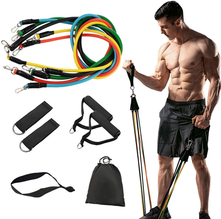 Treningsstrikk sett med håndtak Adjustable resistance bands set - full set - Overrask.no