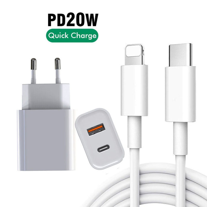 USB-C til Lightning 2m ladekabel med Adapter. - Overrask.no