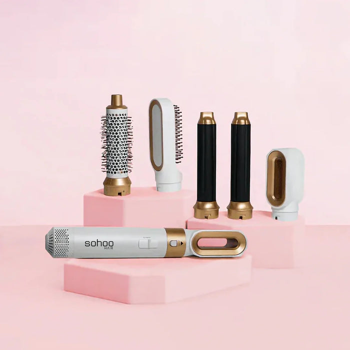 Alt-i-ett hårstyler med 5 utskiftbare hoder og elegant etui