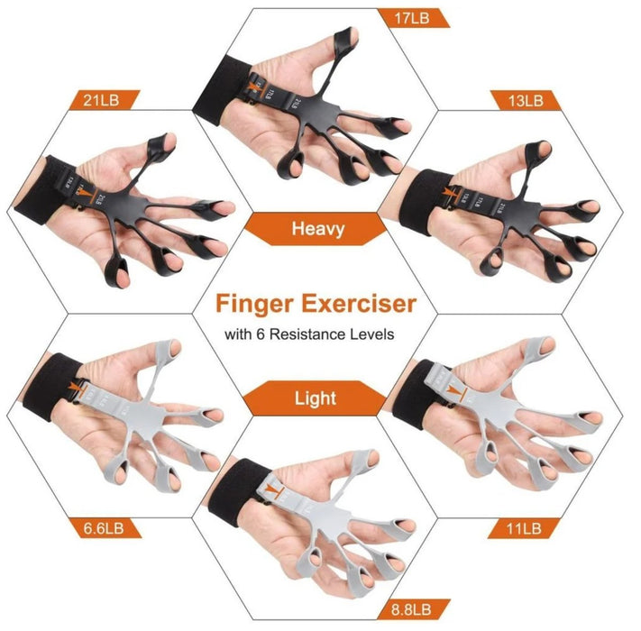 2 stk Grip & Finger Strengthener med 6 motstander