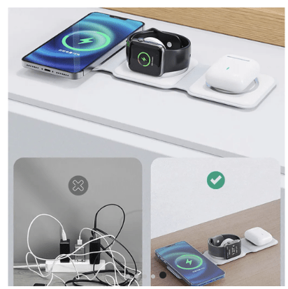 3 - i - 1 sammenleggbar trådløs lader til iPhone og Android - Overrask.no