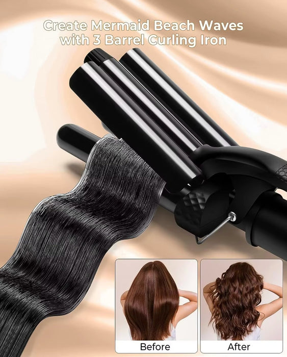 6 - i - 1 Wave Curler Professional Curling Wand Set, Instant Heat Up - Overrask.no