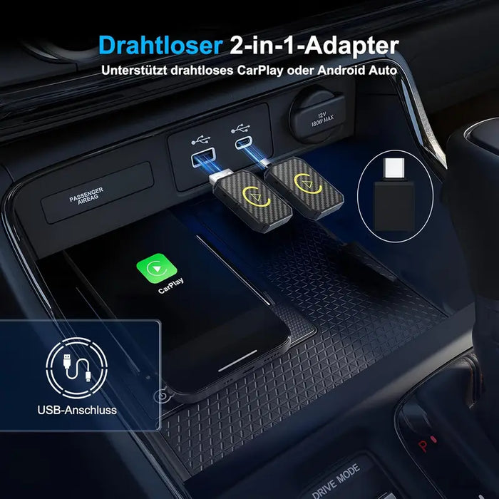 2-i-1 CarPlay og Android Auto-adapter