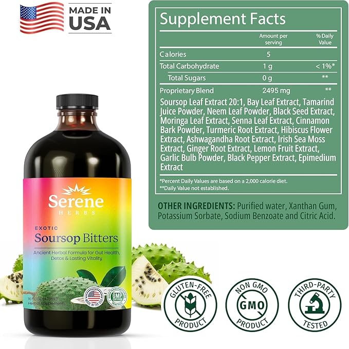 Soursop Bitters Liquid | Daglig urtestøtte for fordøyelse, energi og vitalitet