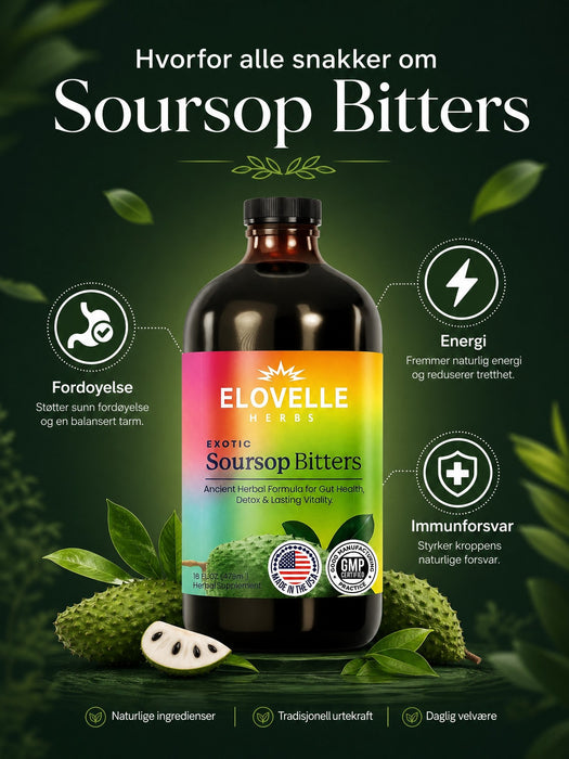 Soursop Bitters Liquid | Daglig urtestøtte for fordøyelse, energi og velvære - Overrask.no