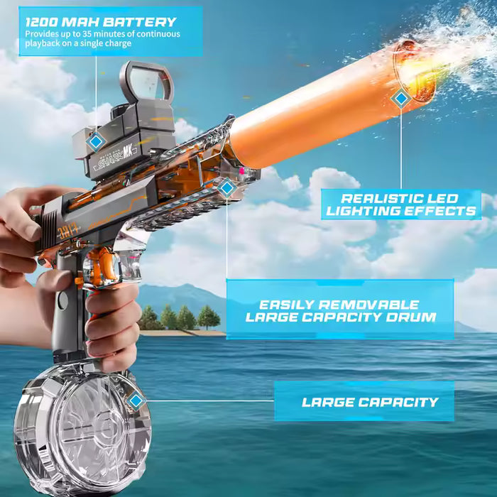 Elektrisk vannpistol med LED-lys og lang rekkevidde