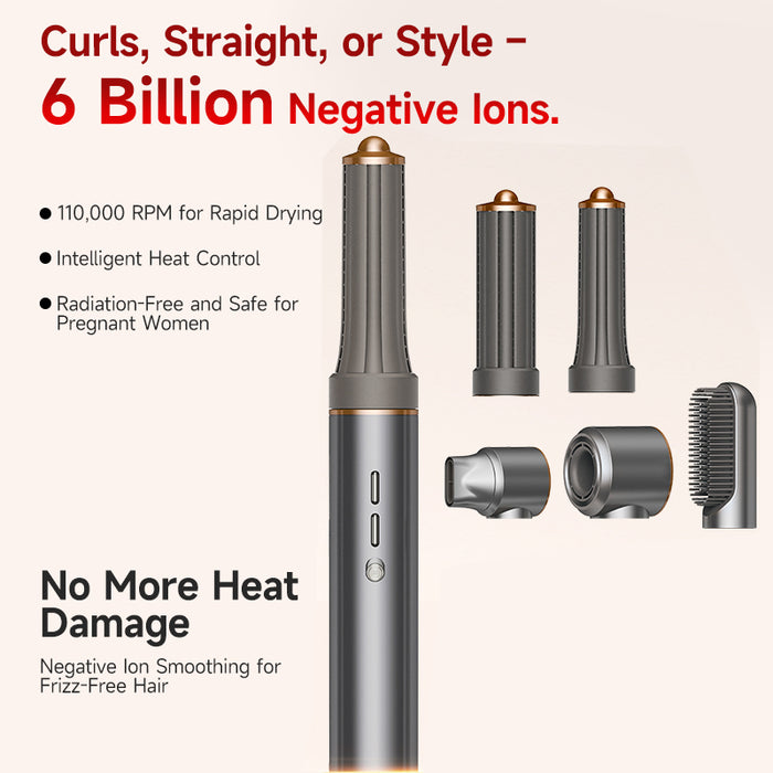 5-i-1 Ionic Hair Styler med Avtakbare Munnstykker