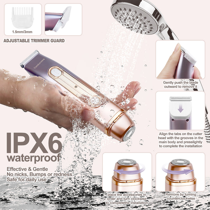 Skånsom 2-i-1 Epilator, Barberhøvel og Bikini-Trimmer