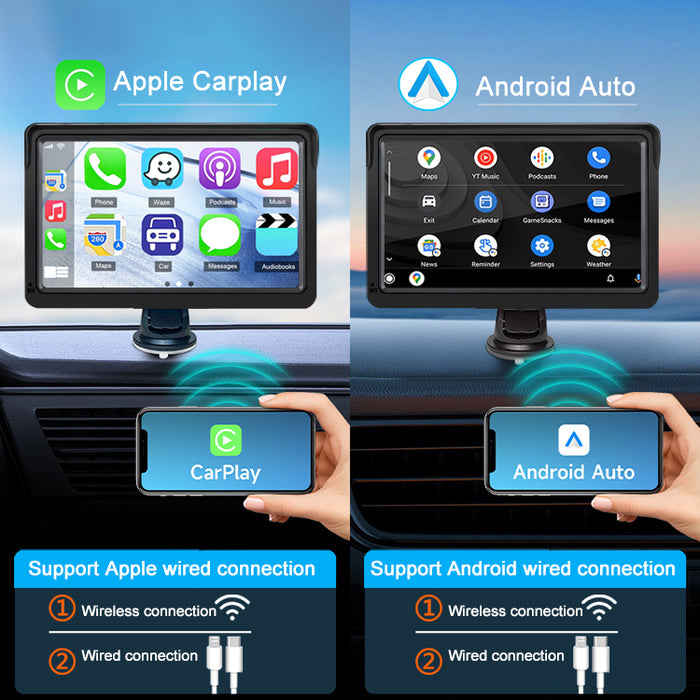 Universal 7” Smart Bilskjerm med CarPlay, Android Auto og Trådløs Tilkobling