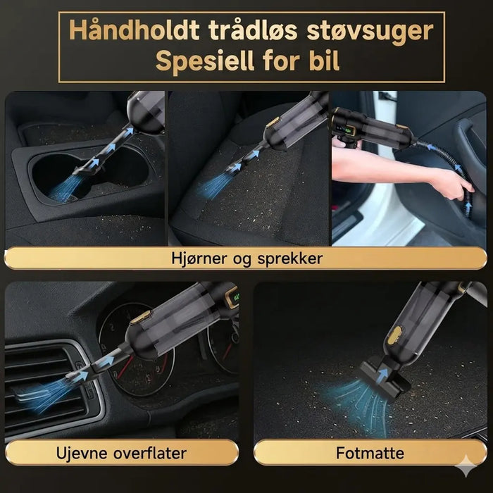 Trådløs bilstøvsuger | Kompakt design med USB-C lading - Overrask.no