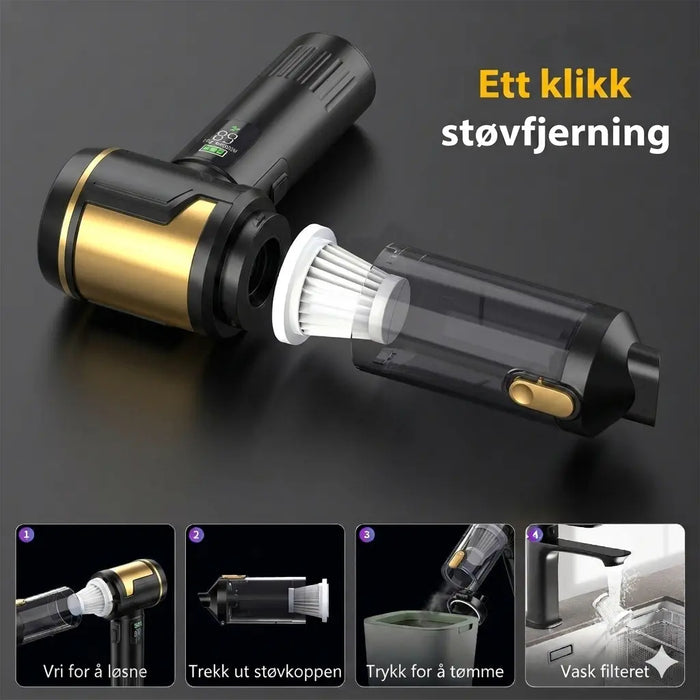 Trådløs bilstøvsuger | Kompakt design med USB-C lading - Overrask.no