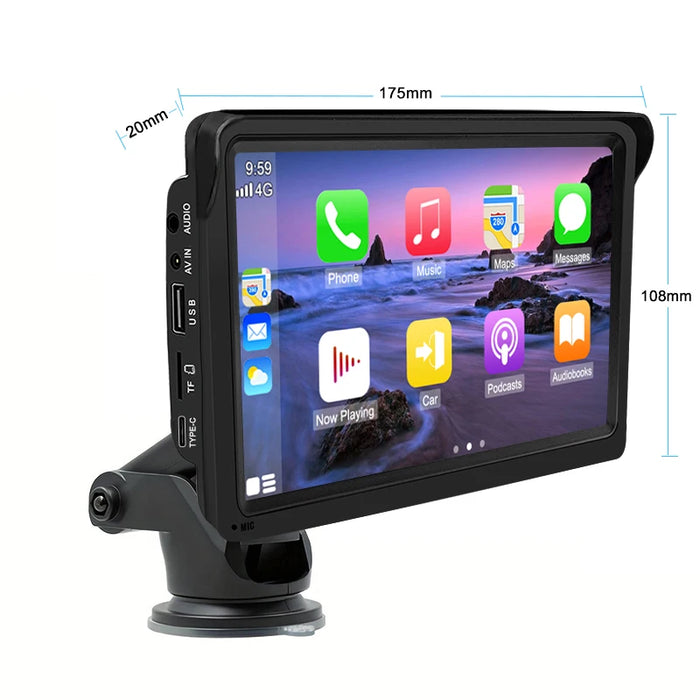 Universal 7” Smart Bilskjerm med CarPlay, Android Auto og Trådløs Tilkobling