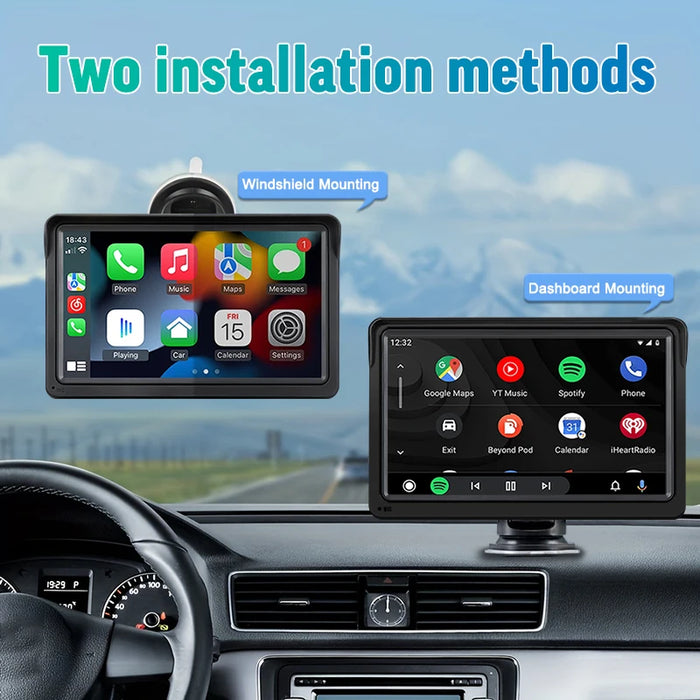 Universal 7” Smart Bilskjerm med CarPlay, Android Auto og Trådløs Tilkobling