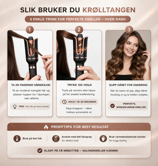 Automatisk krølltang | Skånsom styling for din hårtype - Overrask.no