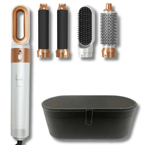 Alt-i-ett hårstyler med 5 utskiftbare hoder og elegant etui