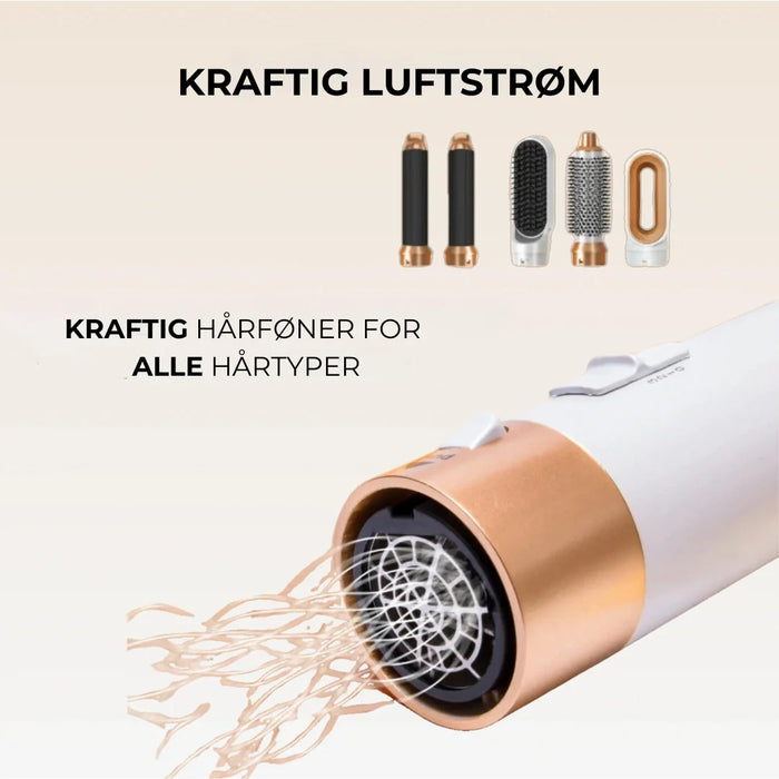 Alt-i-ett hårstyler med 5 utskiftbare hoder og elegant etui