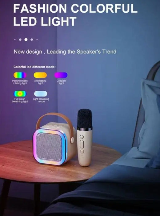 Karaoke mikrofon med Bluetooth høyttaler og lys - Overrask.no