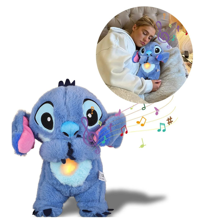 Kawaii Stitch Plush Doll med avslappende musikk og pustefunksjon - Overrask.no