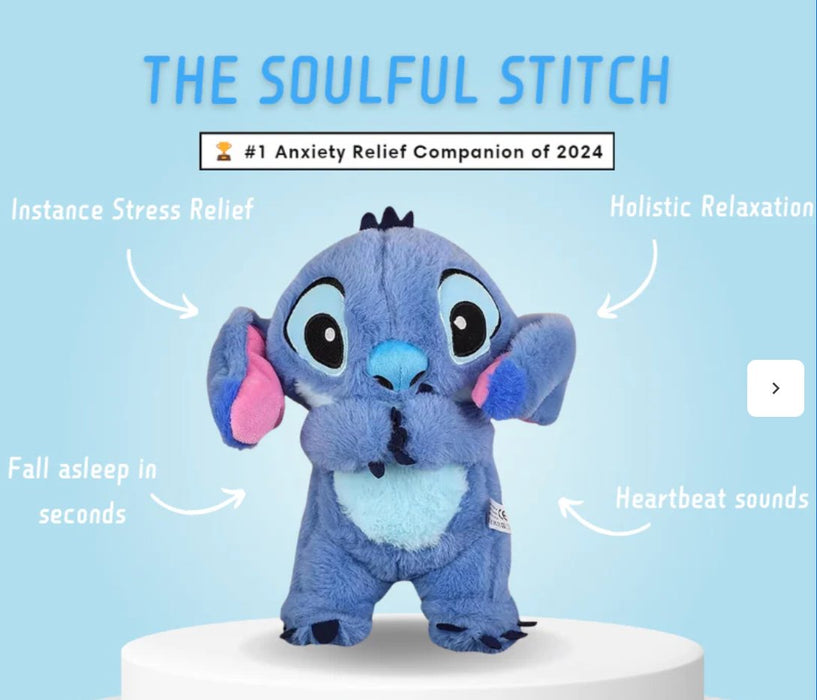 Kawaii Stitch Plush Doll med avslappende musikk og pustefunksjon - Overrask.no