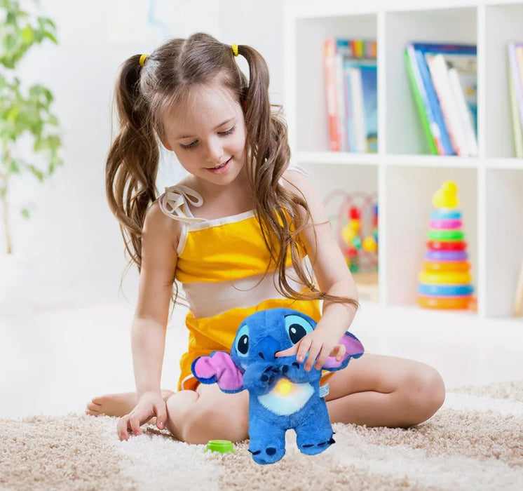 Kawaii Stitch Plush Doll med avslappende musikk og pustefunksjon - Overrask.no