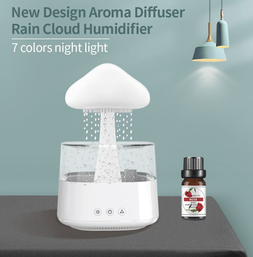 Cloud Humidifier Diffuser with Water Drip, Drops and Mushroom — Overrask.no