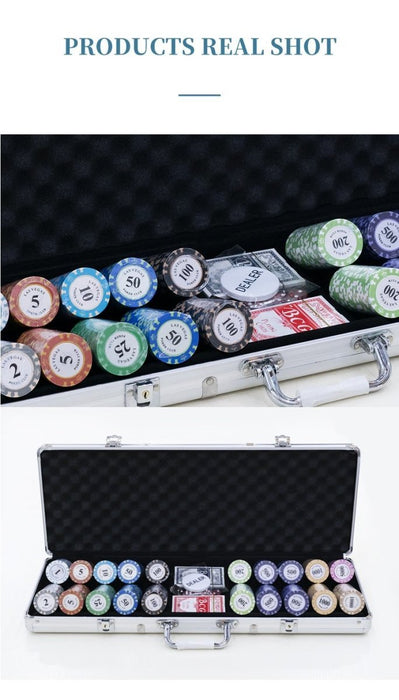 500 Poker sjetonger Texas Hold'em Sett og aluminium case - Overrask.no