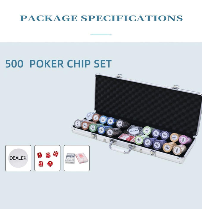 500 Poker sjetonger Texas Hold'em Sett og aluminium case - Overrask.no