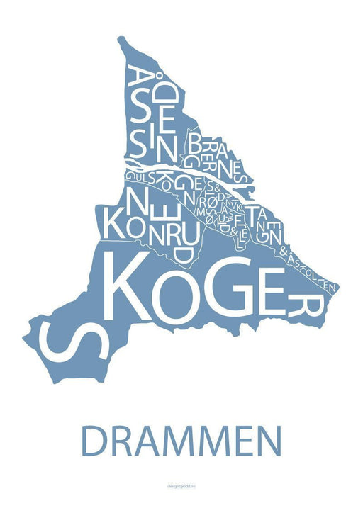 Drammen kart (blå kart) - Overrask.no