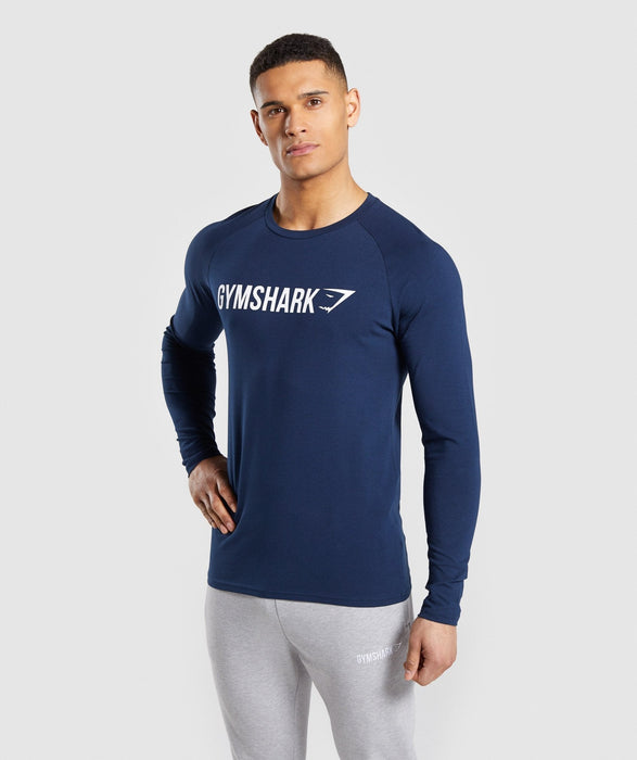 Gymshark Apollo Long Sleeve T-Shirt - Blue - Overrask.no