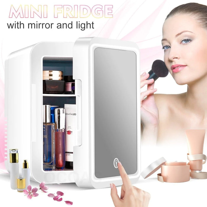 Kjøleskap med speil - Makeup cosmetic fridge - Overrask.no