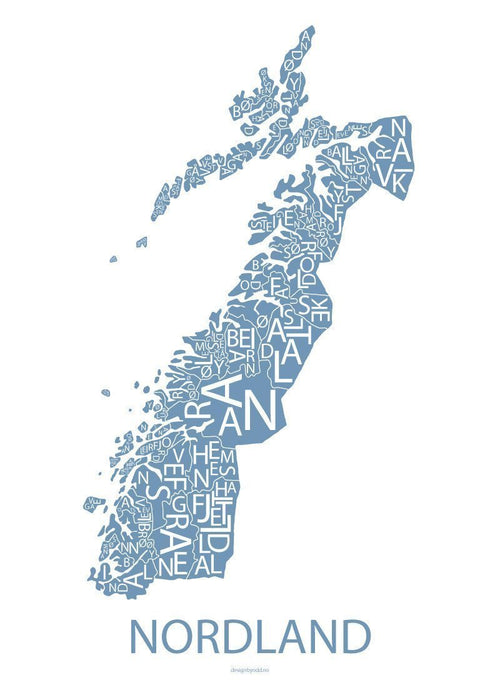 Nordland kart (blå kart) - Overrask.no