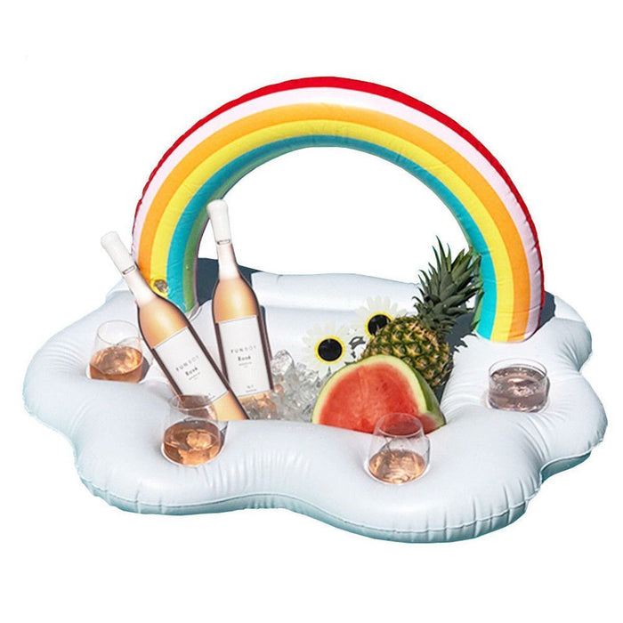 Rainbow Bucket Cloud Cup Holder Inflatable Pool Float - Overrask.no