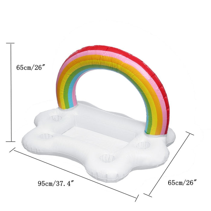 Rainbow Bucket Cloud Cup Holder Inflatable Pool Float - Overrask.no